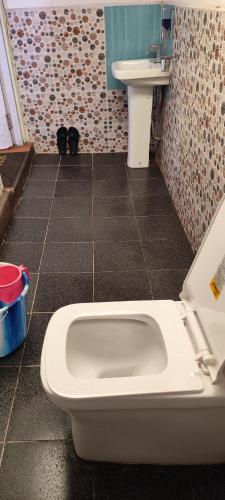 a bathroom with a toilet and a sink at K - Den Homestay in Kurseong