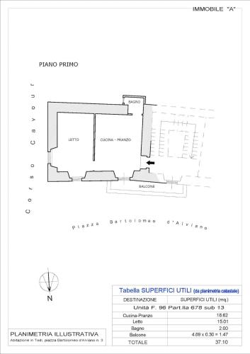 a floor plan of a house at The Angela's House and large balcony on the square in Todi