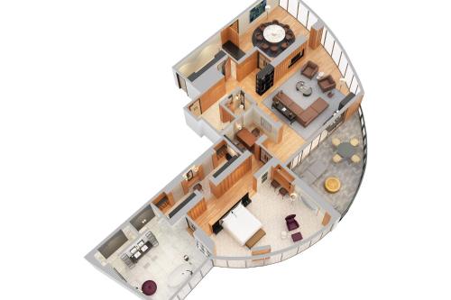 an overhead view of a floor plan of a house at The Ritz-Carlton, Perth in Perth
