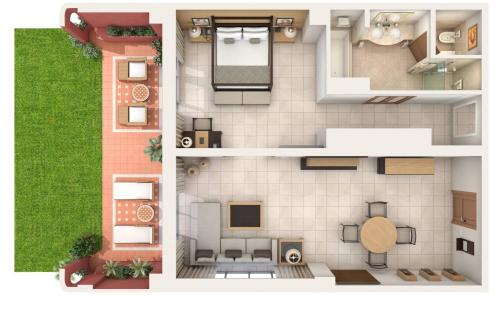 two views of a floor plan of a house at The Ritz-Carlton Tenerife, Abama in Guía de Isora
