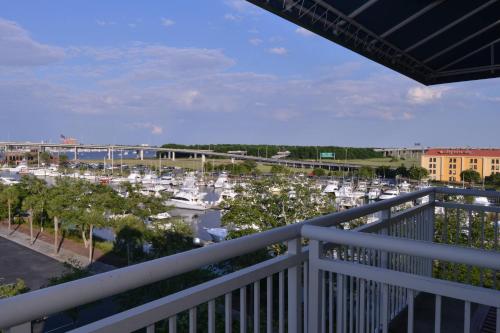 a view of a marina with boats in the water at SpringHill Suites by Marriott Charleston Riverview in Charleston