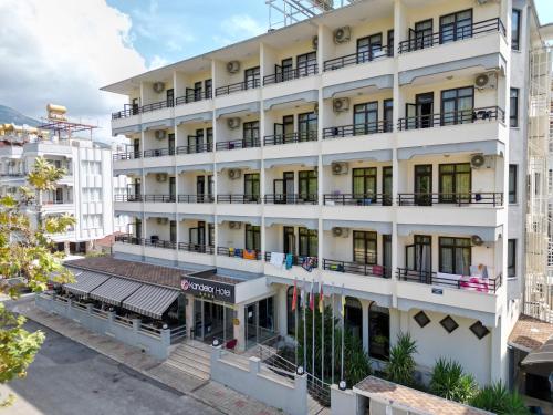 an overhead view of a white building at Kandelor Hotel in Alanya