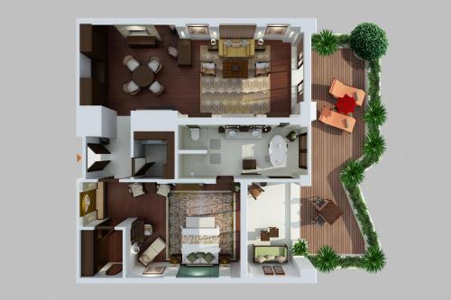 a rendering of a floor plan of a house at The St. Regis Bali Resort in Nusa Dua