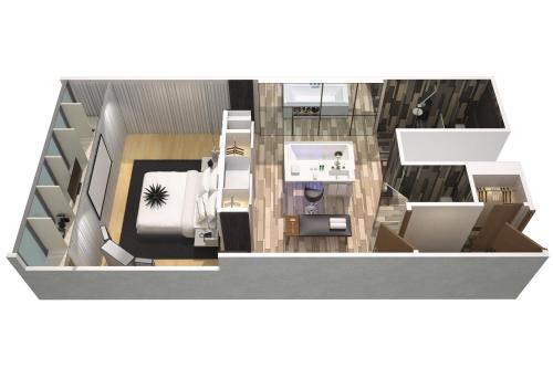 a rendering of auxe room with a bedroom at W London in London