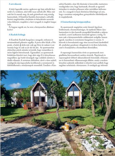a page of a magazine with a picture of a house at Kis szilvás Kuckók in Bogács