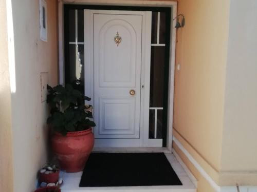 a white door with a potted plant next to it at Global Guests in Sintra