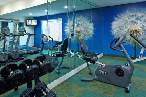 a gym with several tread machines in a room at SpringHill Suites by Marriott Atlanta Six Flags in Lithia Springs
