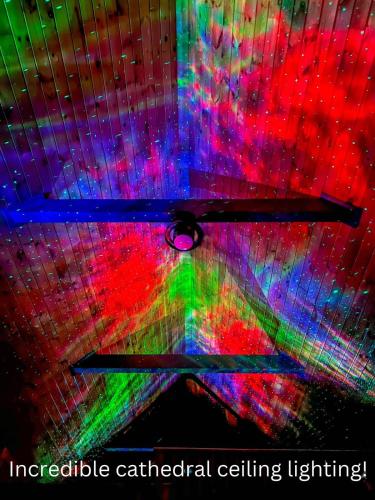 a close up of a colorful ceiling at Ryes and Shine Bootlegger's Cabin! Hot Tub* Pool* Arcade* Billiards *EV * Pet Friendly in Sevierville