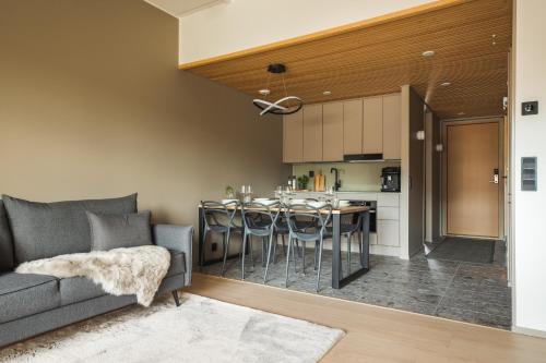 Η κουζίνα ή μικρή κουζίνα στο Levi Gialas Aurora Luxury Chalet