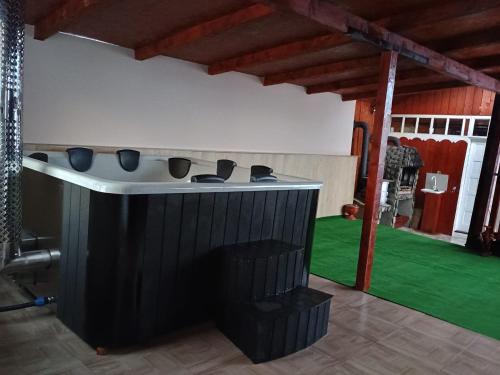 a bar in a house with a green lawn at Pensiunea Daiana in Albac