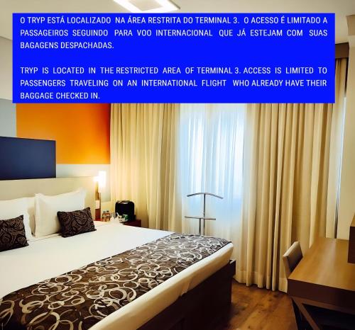 a poster of a bedroom with a bed in a room at TRYP BY WYNDHAM São Paulo Airport - Hotel de Transito Terminal 3 INTERNACIONAL - Lado Ar - Área restrita á passageiros já embarcados e sem bagagens para despachar - Transit Hotel, only carry-on in Guarulhos