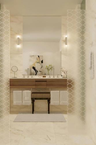a bathroom with a sink and a mirror at The St. Regis Mexico City in Mexico City