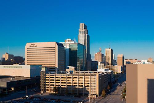 a view of a city skyline with tall buildings at Omaha Marriott Downtown at the Capitol District in Omaha