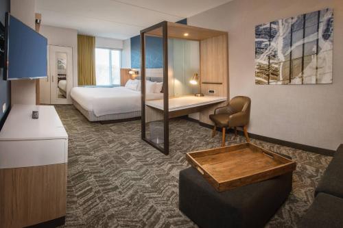 a hotel room with a bed and a desk at SpringHill Suites by Marriott Gainesville Haymarket in Gainesville