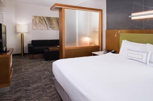 a hotel room with a bed and a couch at SpringHill Suites by Marriott Huntsville Downtown in Huntsville
