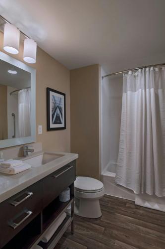 a bathroom with a toilet and a sink and a shower at TownePlace Suites by Marriott Columbia in Columbia