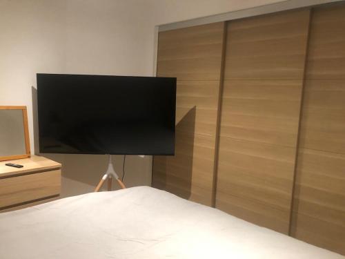 TV a/nebo společenská místnost v ubytování Nice new studio fully equipped with parking space