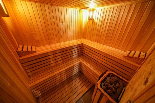 an overhead view of a wooden sauna at Visota 1880 Hotel Tsaghkadzor in Tsaghkadzor