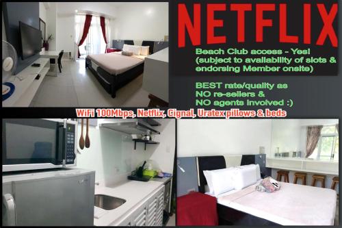 a magazine advertisement for a kitchen and a living room at Beach condos at Pico de Loro Cove - Wi-Fi & Netflix, 42-50''TVs with Cignal cable, Uratex beds & pillows, equipped kitchen, balcony, parking - guest registration fee is not included in Nasugbu