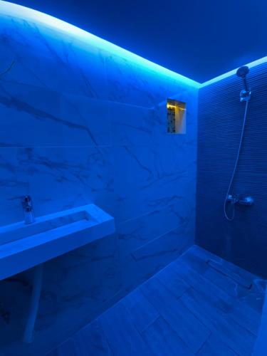 a bathroom with a sink and a shower at Appartement Dar LALA 2 in Fez