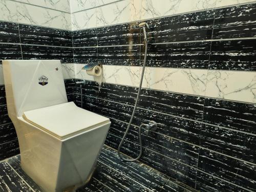 a bathroom with a toilet and a shower at Elephant Pushkar in Pushkar