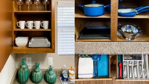 Una cocina o cocineta en Vibrant Relaxing Retreat Fully Stocked Apartment