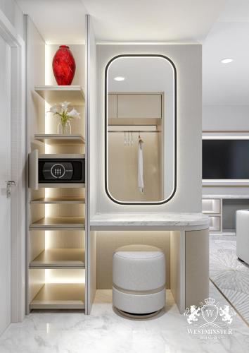 a dressing room with a mirror and a stool at Westminster Dubai Mall in Dubai