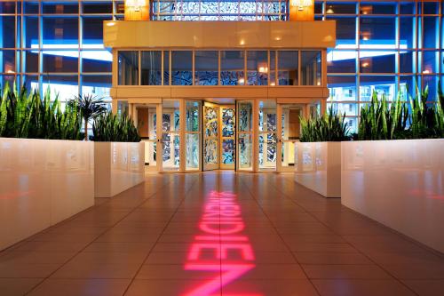a building with a pink light on the floor at Le Meridien Dallas by the Galleria in Dallas