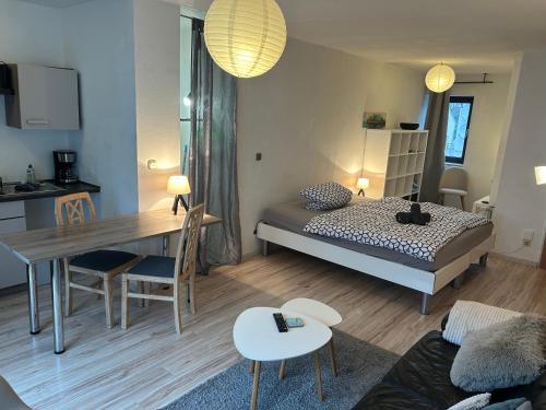 Ένα ή περισσότερα κρεβάτια σε δωμάτιο στο Apartment am Hochseilgarten