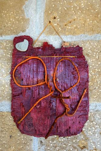 a bag sitting on the ground on the floor at SKYROS REFUGE in Skiros