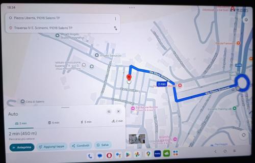 a computer screen with a map of aroute at Pianofilecciarooms in Salemi