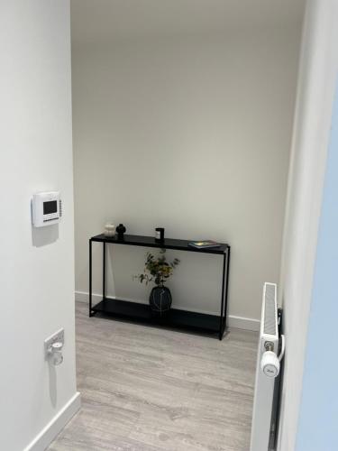 a room with a table with a plant on it at Cozy, Stylish SHARED Flat - Bexleyheath London in Bexleyheath