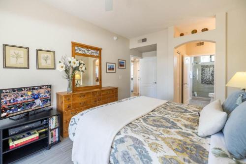 a bedroom with a large bed and a television at Little Fountain in Fountain Hills