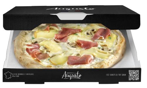 a pizza in a box with ham and cheese at Kyriad Direct Le Havre Est - Gonfreville in Gonfreville-lʼOrcher