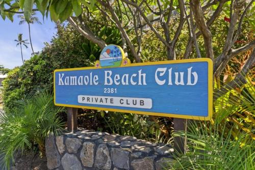 a blue sign for kamode beach club at Kamaole Beach Club B107 in Kihei