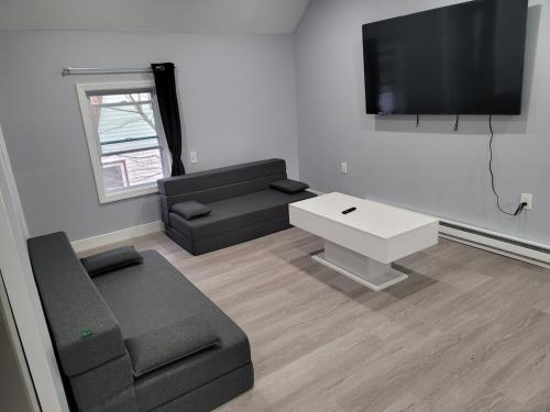 TV a/nebo společenská místnost v ubytování Two-Bedroom Home 25 min to NYC free parking-UNIT-2