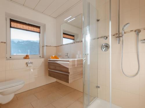 a bathroom with a shower and a toilet and a sink at Apartment Talmoosen-Bauer by Interhome in Dorf