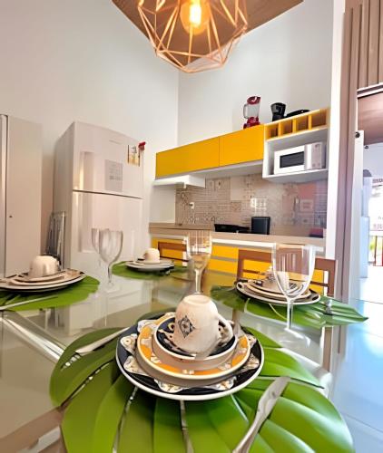 Dapur atau dapur kecil di Solar Água Apartaments