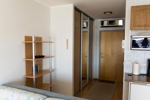 Il comprend un salon avec un canapé et une cuisine. dans l'établissement Holiday Apartment Pikk, à Pärnu