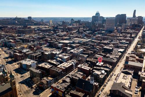 an aerial view of a city with buildings at Modern Condo in the heart of Over-The-Rhine in Cincinnati