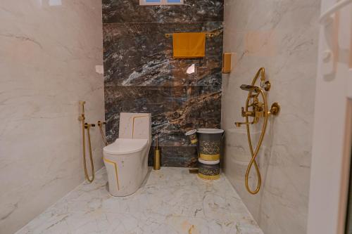 a bathroom with a toilet and a shower at UDUPI HOMESTAY CHALET LA BONNE Vie in Udupi