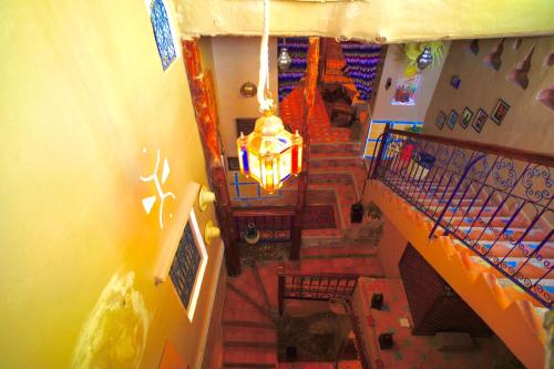 an overhead view of a staircase in a building at Kasbah El Hajja in Aït Benhaddou
