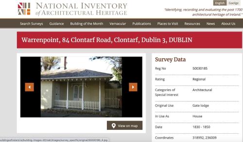 a screenshot of the nml national inventory architectural heritage website at Magical Gate Lodge on Dublin Coast in Dublin
