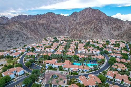 an aerial view of a village in the mountains at Lux Ground Floor Villa in heart of La Quinta #A in La Quinta