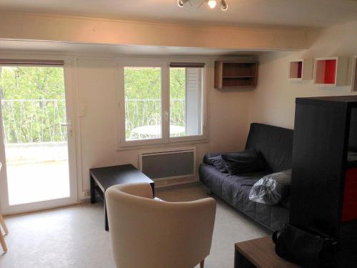 un salon avec un canapé et une chaise dans l'établissement Studio terrasse hyper center, à Avignon