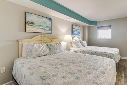 a bedroom with two beds in a room at Oceanfront North Myrtle Beach Gem Pools Access! in Myrtle Beach