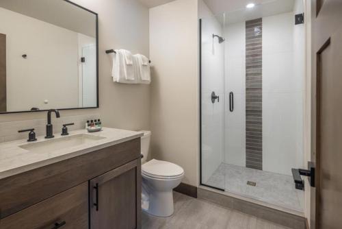 a bathroom with a sink and a toilet and a shower at Suncadia 4 Bdrm Luxury Home in Cle Elum