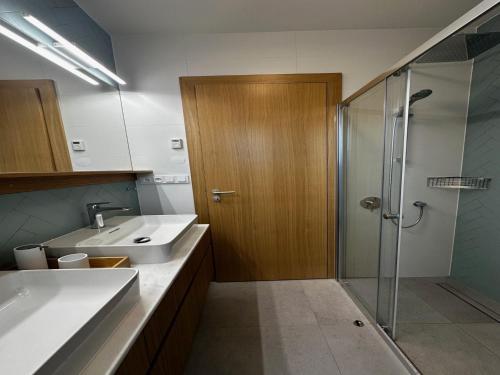 a bathroom with a sink and a shower at Apartment in Cerny Dul near SkiResort in Cerny Dul
