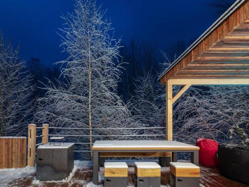 冬のVilla in eladná with Outdoor Cinema & Whirlpoolの様子