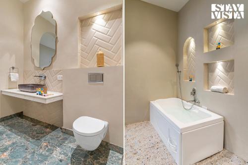Ένα μπάνιο στο StayVista at Pearl of the Dunes with Pool & Jacuzzi